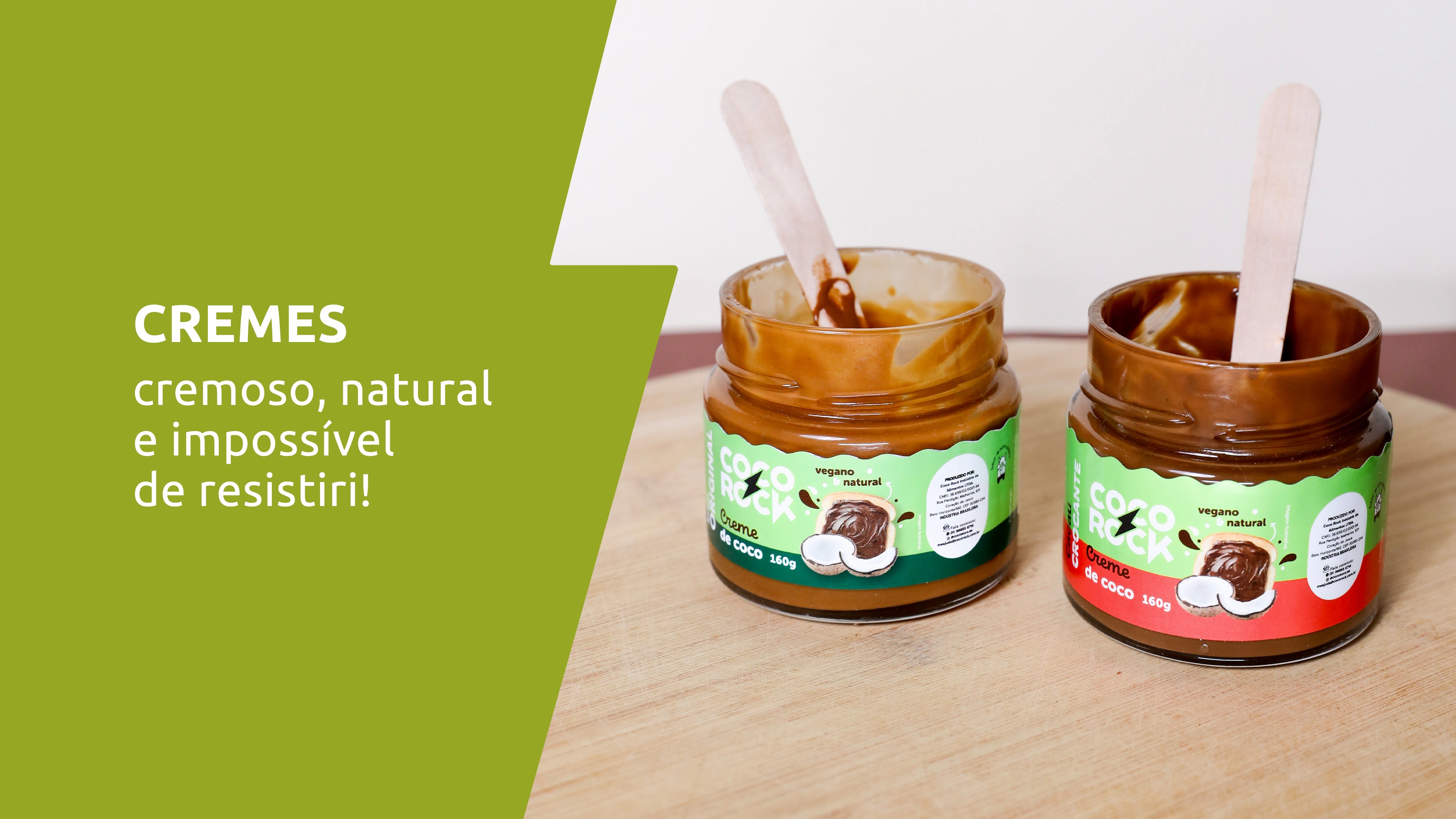 Dois potes com creme de coco, produzidos de maneira natural e com alta cremosidade
